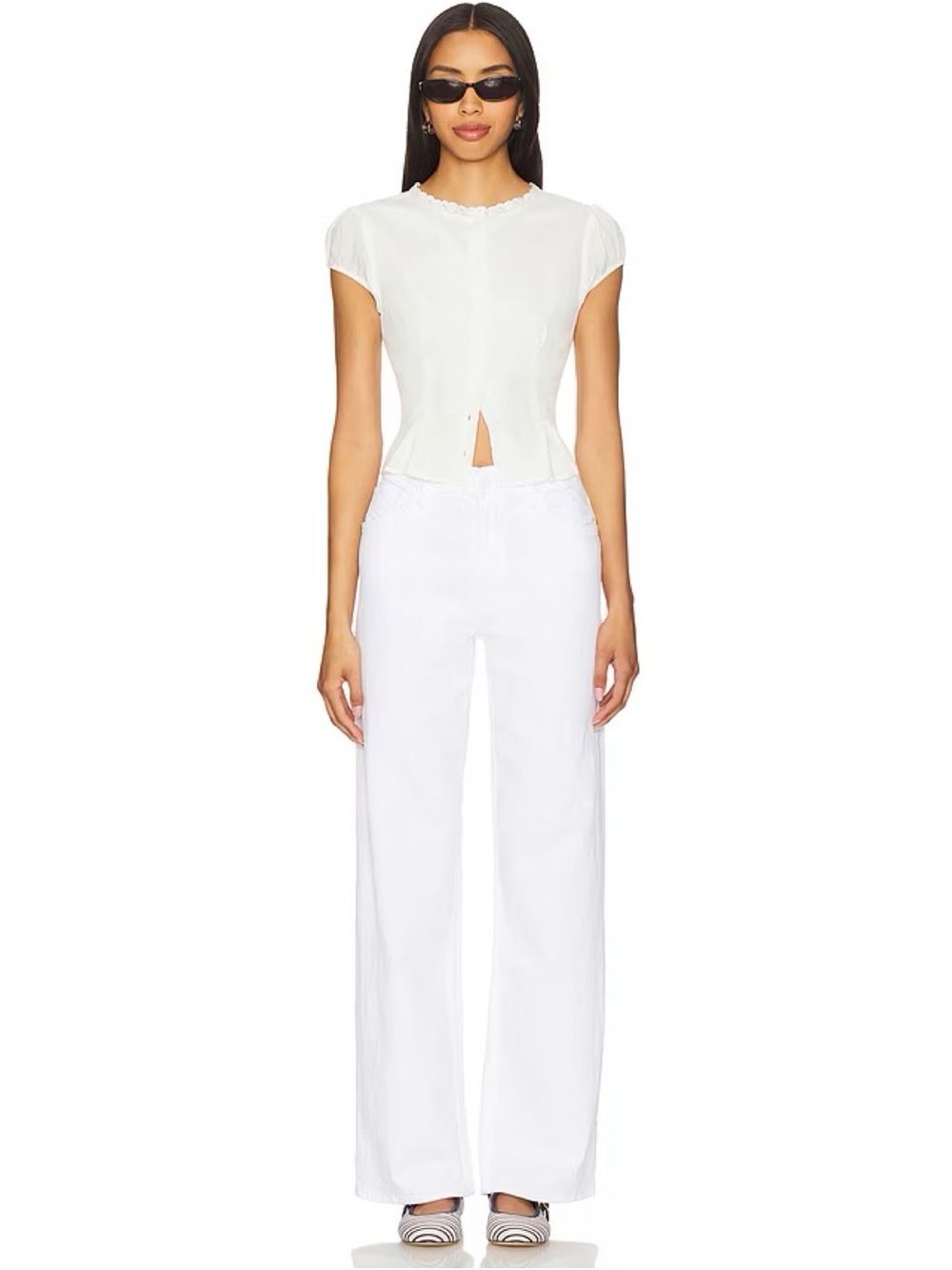 MOTHER Superior The Spinner Sneak Wide-Leg Jeans in Totally Innocent White 28 - Picture 16 of 16